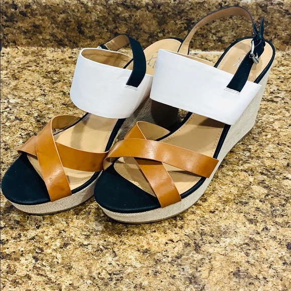 New York & Company Shoes - NY&C Block Wedge Sandals Black, White,Brown   10